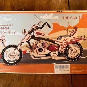 Maydear 3D Wooden Puzzles for Kids, Educational DIY Model Craft Kit- Motorcycle